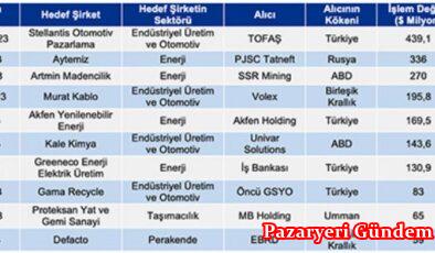 Türkiye’de 2023’te en büyük satın alma ve birleşme yaşayan şirketler