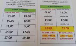Pazaryeri Bursa Otobüs saatlerine bayram güncellemesi