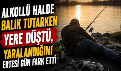 ALKOLLÜ HALDE BALIK TUTARKEN YERE DÜŞTÜ, YARALANDIĞINI ERTESİ GÜN FARK ETTİ