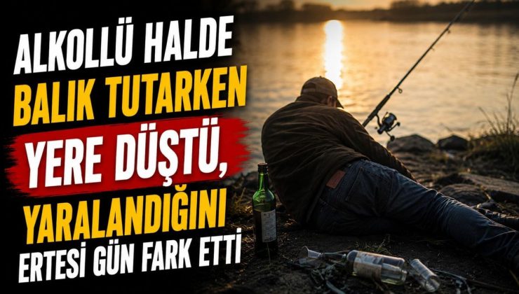 ALKOLLÜ HALDE BALIK TUTARKEN YERE DÜŞTÜ, YARALANDIĞINI ERTESİ GÜN FARK ETTİ