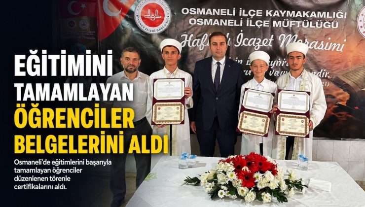 HAFIZLIK EĞİTİMİNİ TAMAMLAYAN ÖĞRENCİLER BELGELERİNİ ALDI