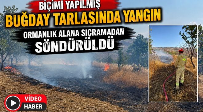 BİÇİMİ YAPILMIŞ BUĞDAY TARLASINDA YANGIN