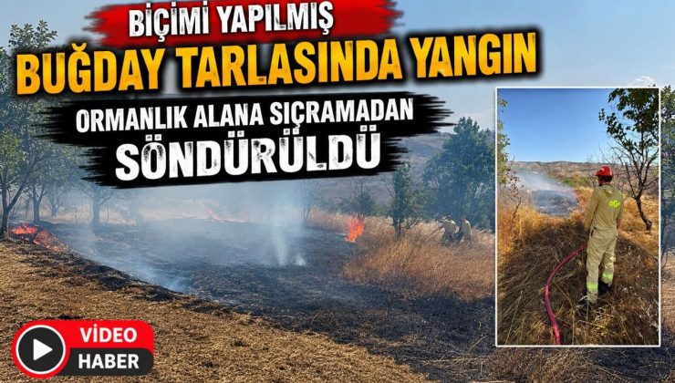 BİÇİMİ YAPILMIŞ BUĞDAY TARLASINDA YANGIN