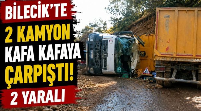 2 KAMYON KAFA KAFAYA ÇARPIŞTI, 2 YARALI