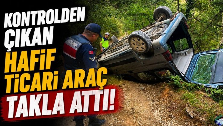 KONTROLDEN ÇIKAN HAFİF TİCARİ ARAÇ TAKLA ATTI