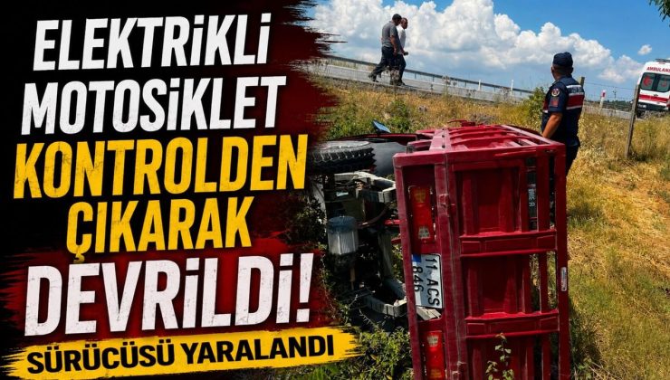 ELEKTRİKLİ MOTOSİKLET KONTROLDEN ÇIKARAK DEVRİLDİ, SÜRÜCÜSÜ YARALANDI