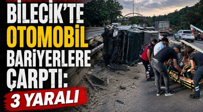 OTOMOBİL BARİYERLERE ÇARPTI: 3 YARALI
